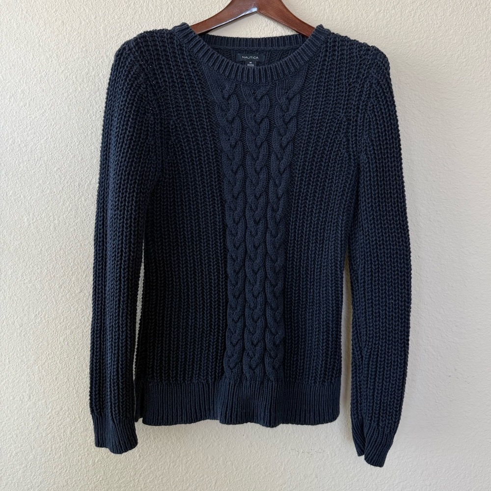 Nautica Dark Blue Cable Knit Sweater